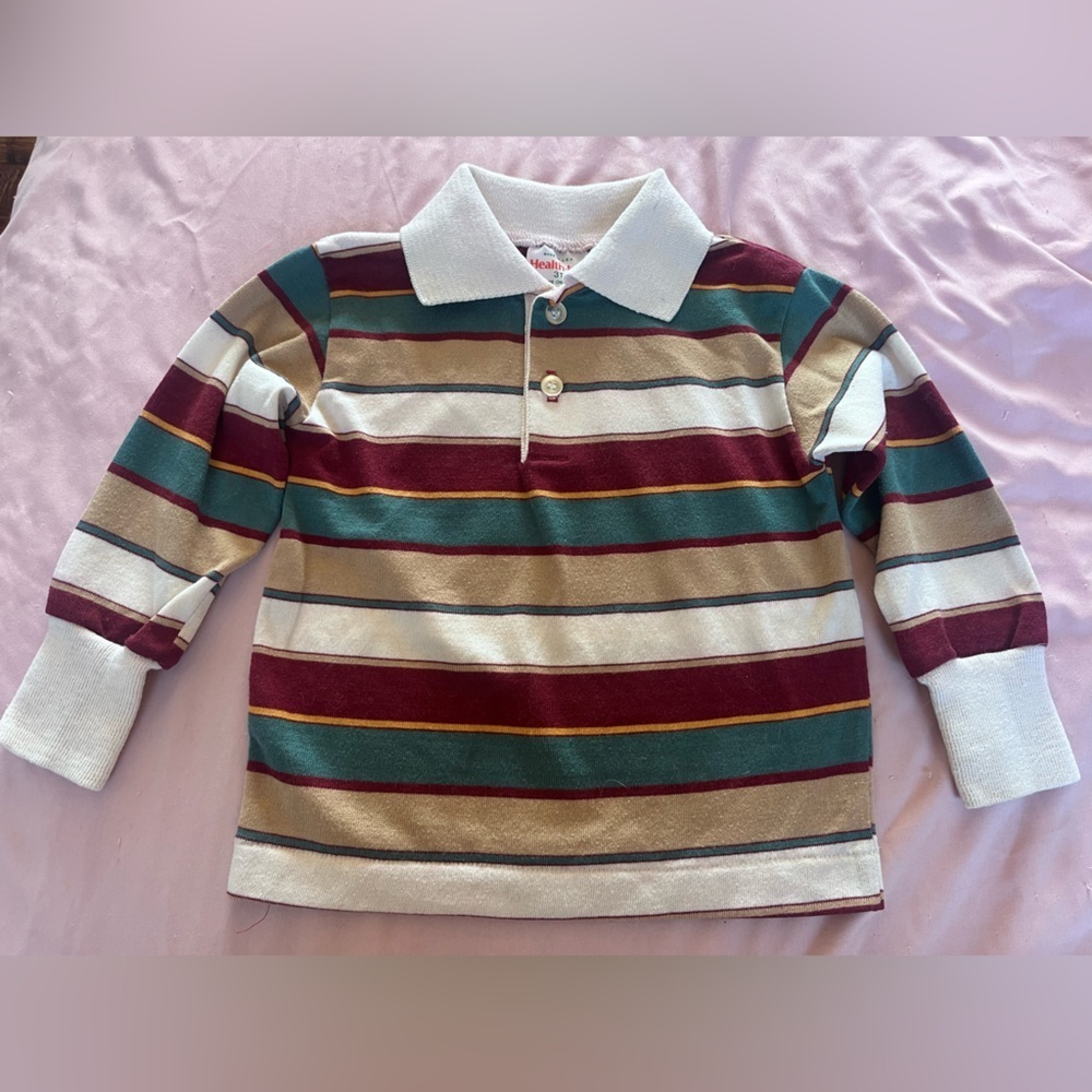 Vintage Healthtex Striped Kids Polo Shirt - Multicolor